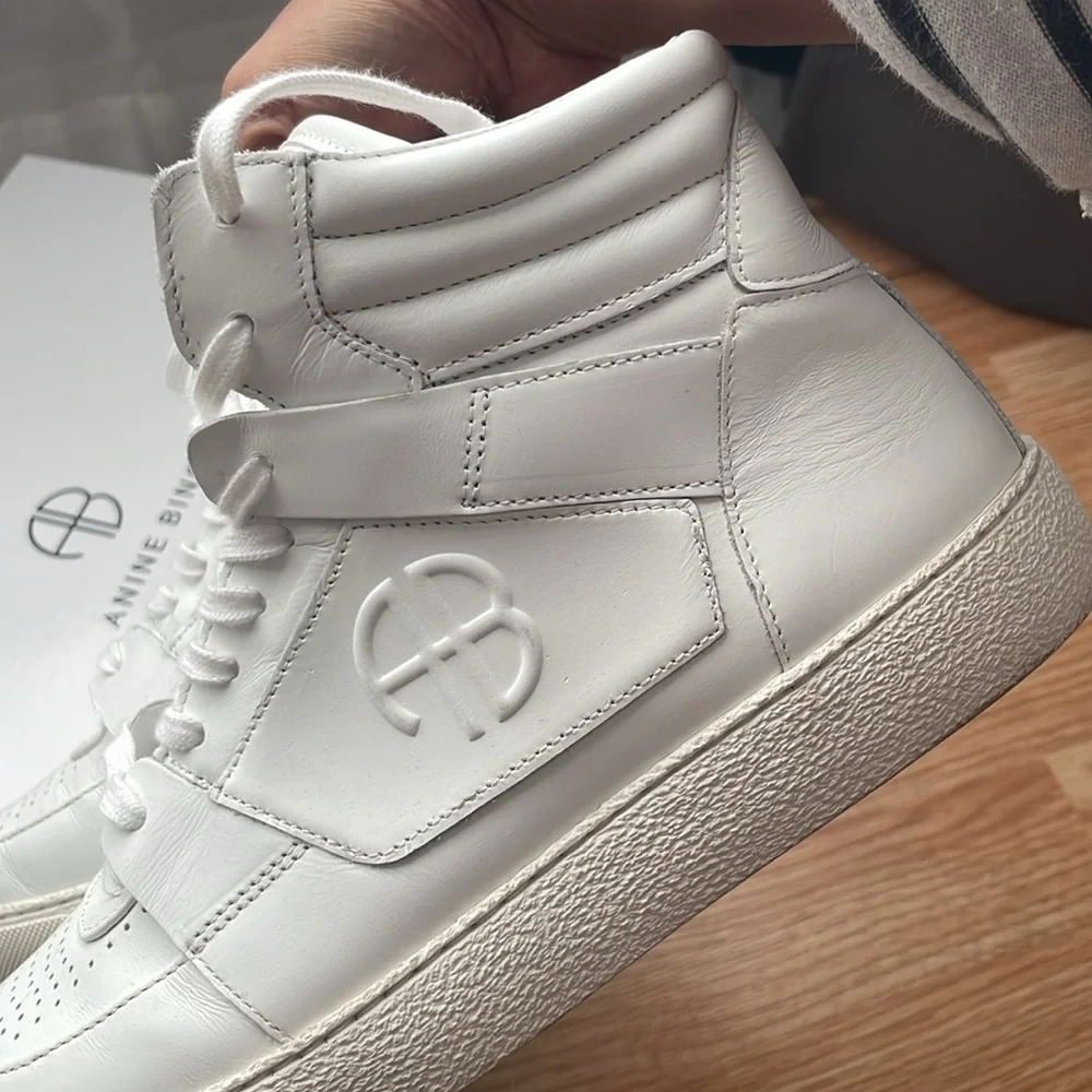 Anine Bing hi top sneaker in white leather size 38 - Picture 5 of 6